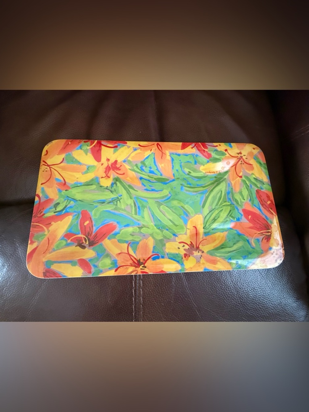 Tropical Serving Platter in Bright Yellow, Green, Blue, Orange
